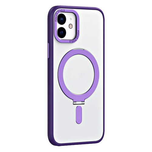 iPhone 12 Skin Feel MagSafe Shockproof Phone Case with Holder - Purple