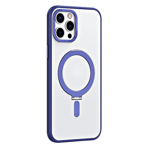iPhone 12 Pro Skin Feel MagSafe Shockproof Phone Case with Holder - Dark Blue