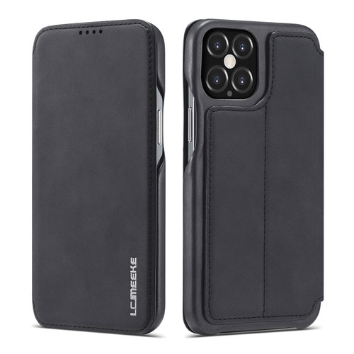 iPhone 12 / 12 Pro LC.IMEEKE Hon Ancient Series Horizontal Flip Leather Case with Holder & Card Slot - Black