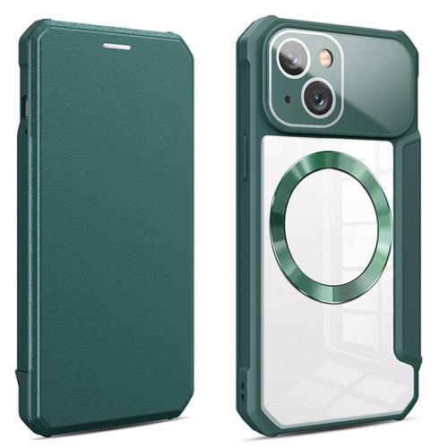 iPhone 12 Pro CD Texture Magsafe Flip Leather Phone Case - Green