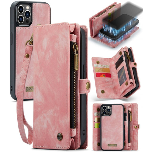 iPhone 12 / 12 Pro CaseMe-008 Detachable Multifunctional Wallet Leather Phone Case  - Pink