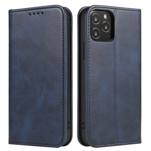 iPhone 12 mini Calf Texture Magnetic Horizontal Flip Leather Case with Holder & Card Slots & Wallet  - Blue