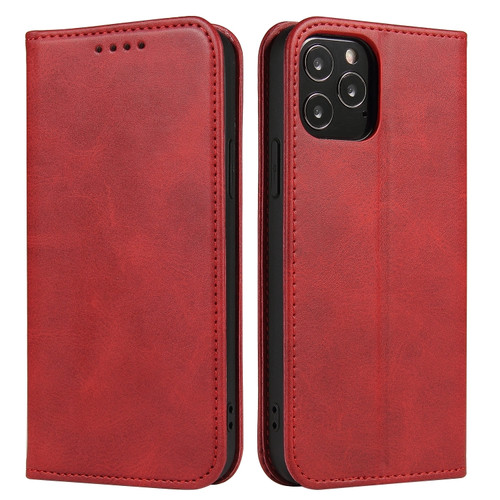 iPhone 12 mini Calf Texture Magnetic Horizontal Flip Leather Case with Holder & Card Slots & Wallet  - Red