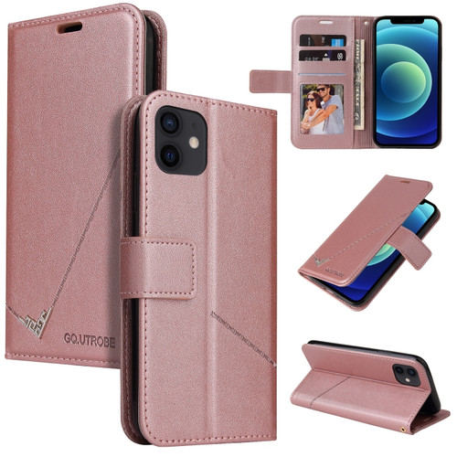 iPhone 12 mini GQUTROBE Right Angle Leather Phone Case  - Rose Gold