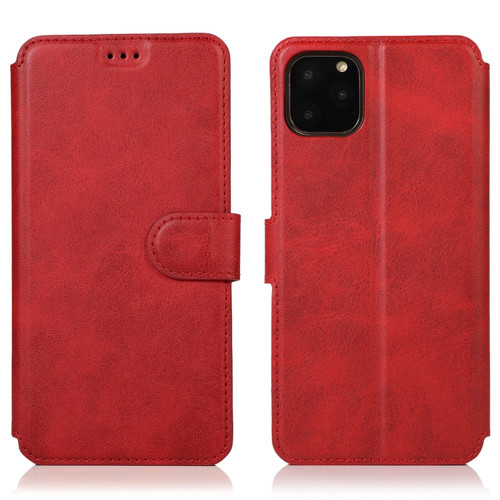 iPhone 12 mini Calf Texture Magnetic Buckle Horizontal Flip Leather Case with Holder & Card Slots & Wallet & Photo Frame - Red