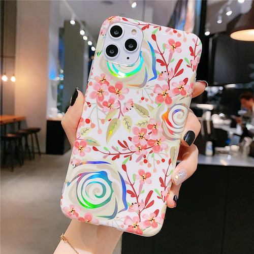 iPhone 12 mini Colorful Laser Flower Series IMD TPU Mobile Phone Case - Lyre Coral KL4