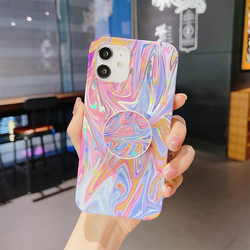 iPhone 12 mini Laser Glitter Watercolor Pattern Shockproof Protective Case  - FD1