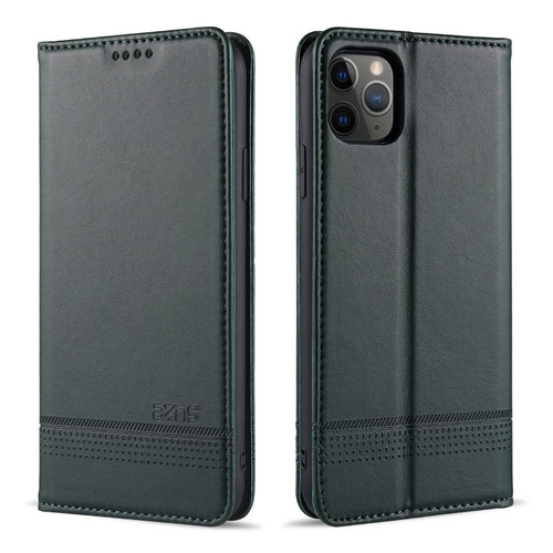 iPhone 12 mini AZNS Magnetic Calf Texture Horizontal Flip Leather Case with Card Slots & Holder & Wallet - Dark Green
