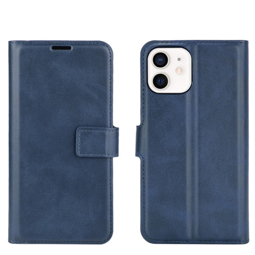 iPhone 12 mini Retro Calf Pattern Buckle Horizontal Flip Leather Case with Holder & Card Slot & Wallet  - Blue
