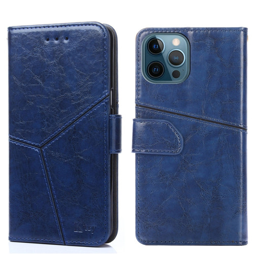iPhone 12 mini Geometric Stitching Horizontal Flip TPU + PU Leather Case with Holder & Card Slots & Wallet  - Blue