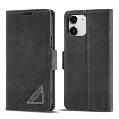 iPhone 12 mini Forwenw Dual-side Buckle Leather Phone Case  - Black