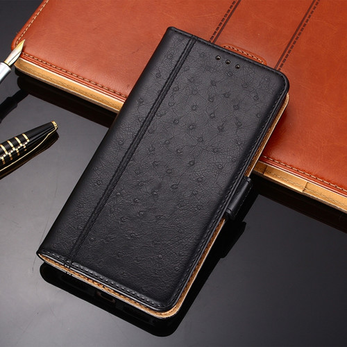 iPhone 12 mini Ostrich Texture PU + TPU Horizontal Flip Leather Case with Holder & Card Slots & Wallet  - Black