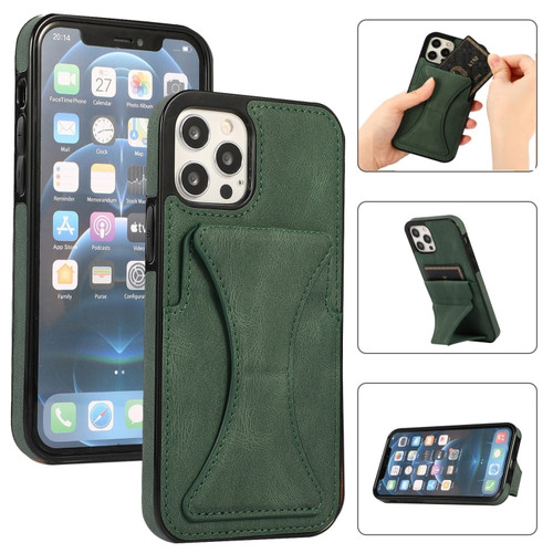 iPhone 12 mini Ultra-thin Shockproof Protective Case with Holder & Metal Magnetic Function  - Green