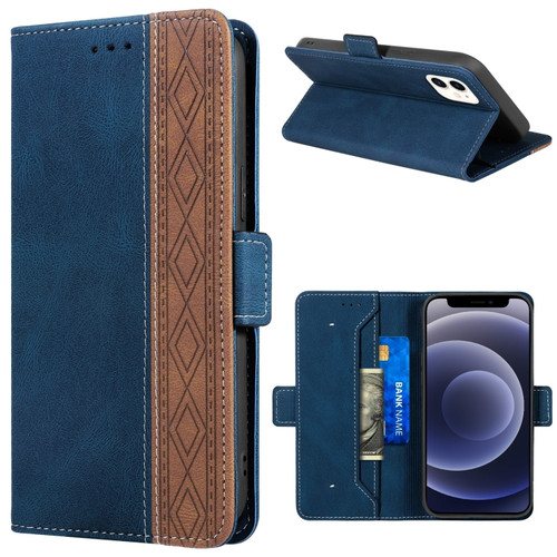 iPhone 12 mini Stitching Magnetic RFID Leather Case  - Royal Blue
