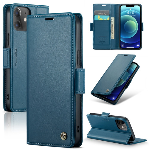 iPhone 12 mini CaseMe 023 Butterfly Buckle Litchi Texture RFID Anti-theft Leather Phone Case - Blue