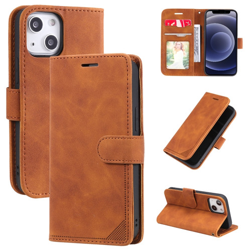 iPhone 12 mini Skin Feel Anti-theft Brush Horizontal Flip Leather Phone Case  - Brown