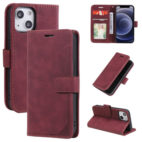 iPhone 12 mini Skin Feel Anti-theft Brush Horizontal Flip Leather Phone Case  - Red