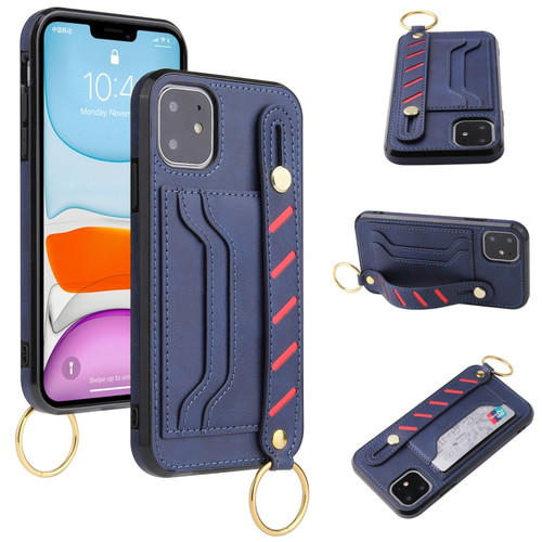 iPhone 12 mini Wristband Wallet Leather Phone Case  - Blue