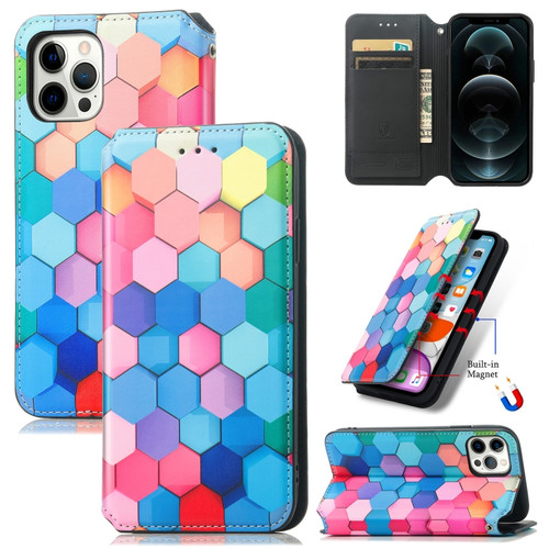 iPhone 12 mini Colorful Magnetic Horizontal Flip PU Leather Case with Holder & Card Slot & Wallet  - Color Honeycomb