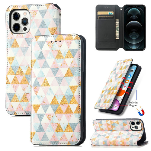 iPhone 12 mini Colorful Magnetic Horizontal Flip PU Leather Case with Holder & Card Slot & Wallet  - Nordic Rhombus