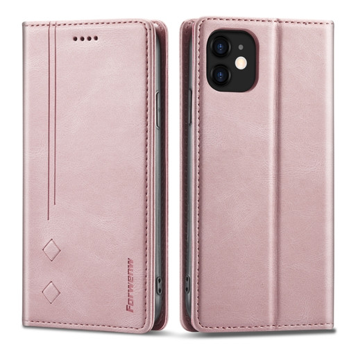 iPhone 12 mini Forwenw F2 Series Magnetic Horizontal Flip Leather Case with Holder & Card Slots & Wallet  - Rose Gold