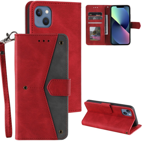 iPhone 12 mini Nail Skin Feel Stitching Calf Texture Leather Phone Case - Red