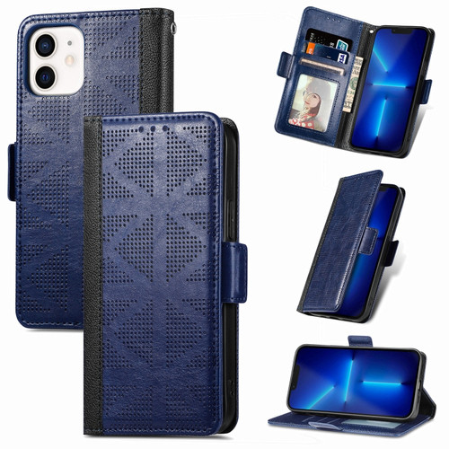 iPhone 12 mini Grid Leather Flip Phone Case  - Blue