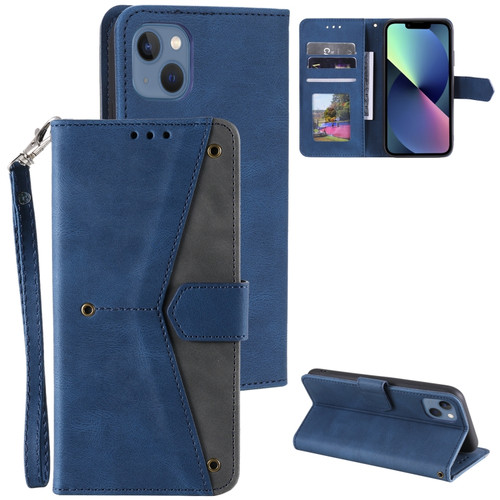 iPhone 12 mini Nail Skin Feel Stitching Calf Texture Leather Phone Case - Blue