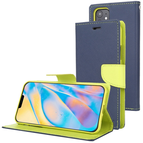 iPhone 12 mini GOOSPERY FANCY DIARY Cross Pattern Horizontal Flip Leather Case with Holder & Card Slots & Wallet - Navy Blue