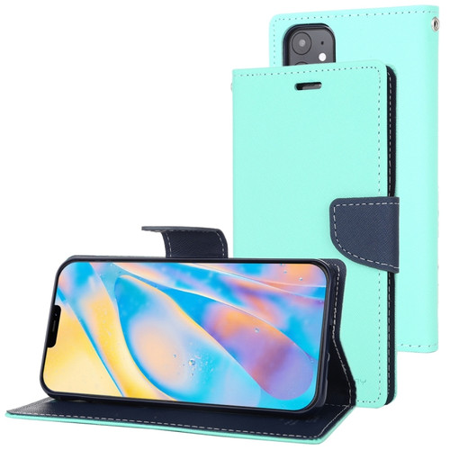 iPhone 12 mini GOOSPERY FANCY DIARY Cross Pattern Horizontal Flip Leather Case with Holder & Card Slots & Wallet - Mint Green