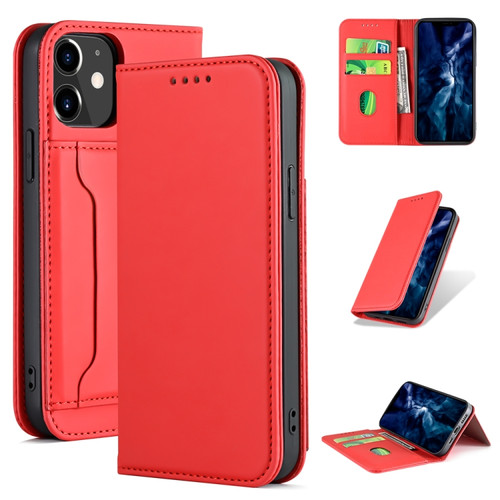 iPhone 12 mini Strong Magnetism Shockproof Horizontal Flip Liquid Feel Leather Case with Holder & Card Slots & Wallet - Red