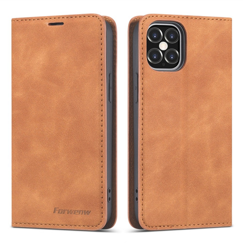 iPhone 12 mini Forwenw Dream Series Magnetic Oil Edge Horizontal Flip Leather Case with Holder & Card Slot & Photo Frame & Wallet  - Brown