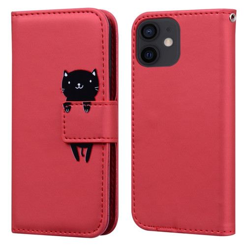 iPhone 12 mini Cartoon Buckle Horizontal Flip Leather Phone Case - Red