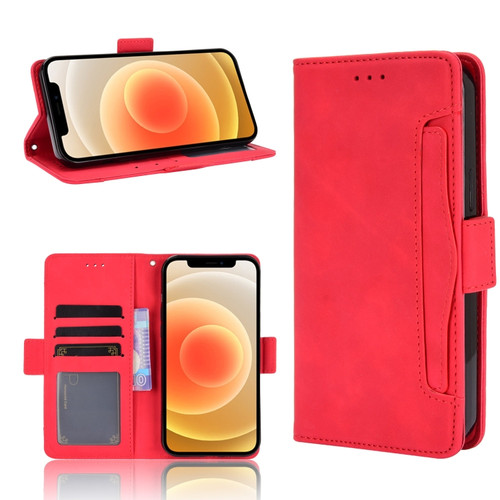 iPhone 12 mini Multiple Card Slots Horizontal Flip Leather Case with Holder & Wallet  - Red