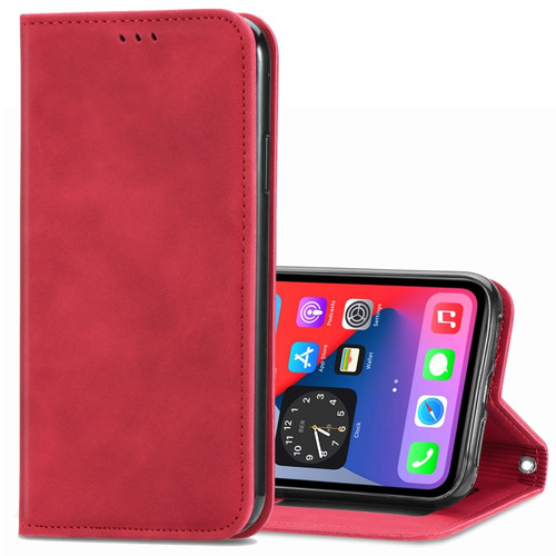 iPhone 12 mini Retro Skin Feel Business Magnetic Horizontal Flip Leather Case with Holder & Card Slots & Wallet & Photo Frame  - Red