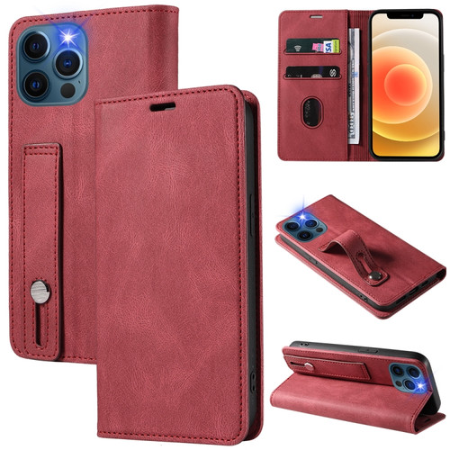 iPhone 12 mini Wristband Magnetic Leather Phone Case  - Red