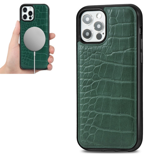 iPhone 12 mini Crocodile Texture Embossing Magnetic PU + TPU Protective Magsafe Case  - Green