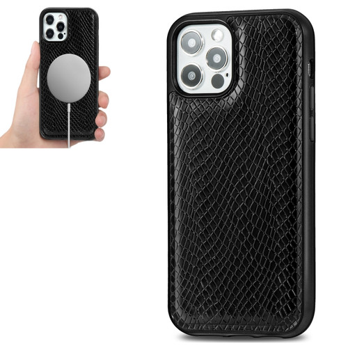 iPhone 12 mini Python Texture Embossing Magnetic PU + TPU Protective Magsafe Case  - Black