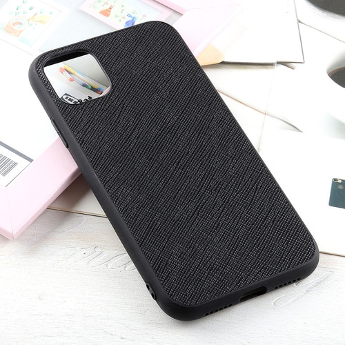 iPhone 12 mini Hella Cross Texture Genuine Leather Protective Case  - Black