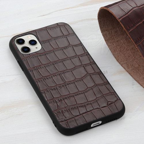 iPhone 12 mini Crocodile Texture Leather Protective Case  - Brown