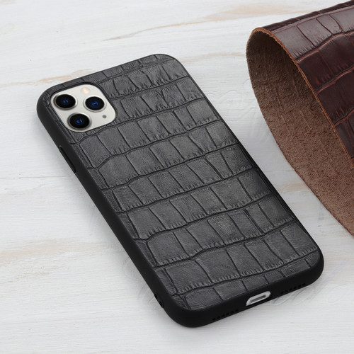 iPhone 12 mini Crocodile Texture Leather Protective Case  - Black