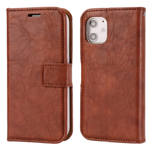 iPhone 12 mini Crazy Horse Texture Detachable Magnetic Back Cover Horizontal Flip Leather Case with Holder & Card Slots & Photo Frame & Wallet  - Brown