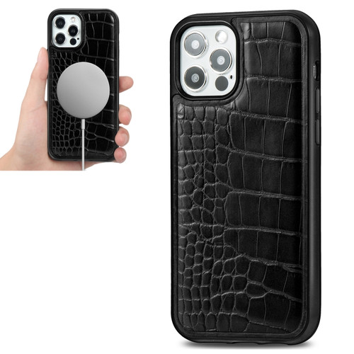 iPhone 12 mini Crocodile Texture Embossing Magnetic PU + TPU Protective Magsafe Case  - Black