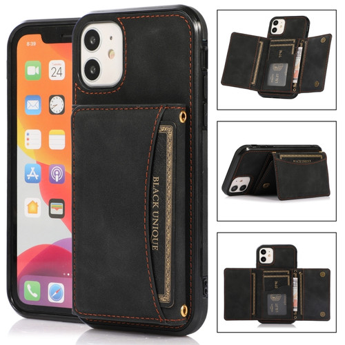 iPhone 12 mini Three-fold Leather Phone Case with Card Slot & Wallet & Holder  - Black