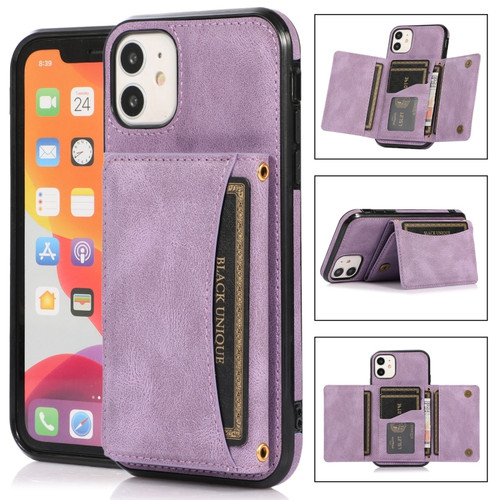 iPhone 12 mini Three-fold Leather Phone Case with Card Slot & Wallet & Holder  - Purple