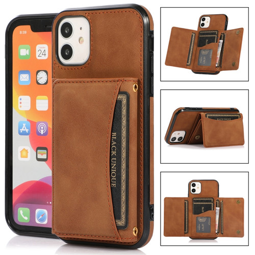 iPhone 12 mini Three-fold Leather Phone Case with Card Slot & Wallet & Holder  - Brown