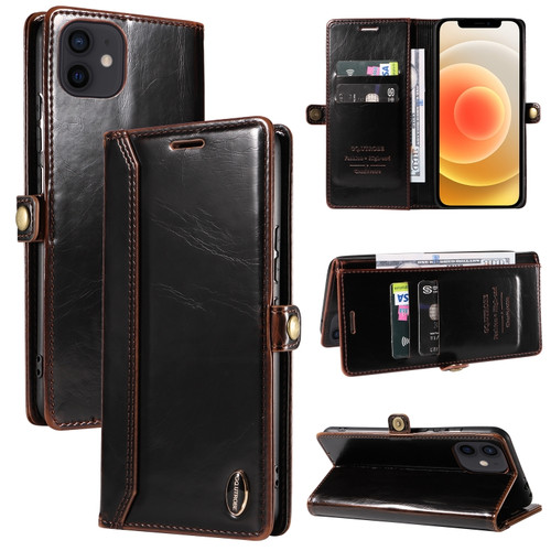 iPhone 12 mini GQUTROBE RFID Blocking Oil Wax Leather Case  - Brown