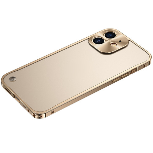 iPhone 12 mini Metal Frame Frosted PC Shockproof Phone Case  - Gold