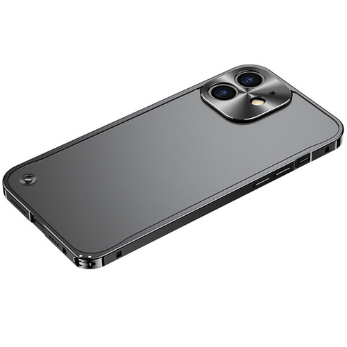 iPhone 12 mini Metal Frame Frosted PC Shockproof Phone Case  - Black