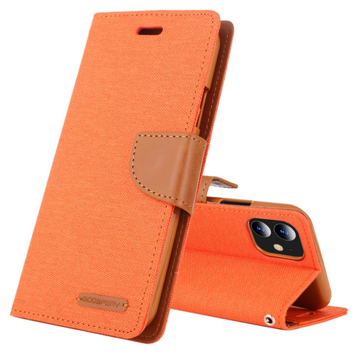 iPhone 12 mini GOOSPERY CANVAS DIARY Cross Texture Horizontal Flip Leather Case with Card Slots & Wallet & Holder - Orange
